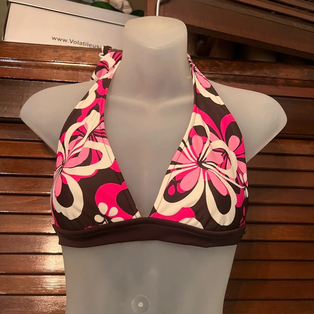 y2k brown floral swim top - Picture 1 of 3